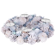 MagicHome karácsonyi koszorú, adventi, natúr, krémszínű, 34 cm