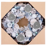 MagicHome karácsonyi koszorú, adventi, natúr, krémszínű, 34 cm