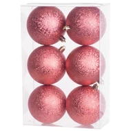 MagicHome karácsonyi gömbök, 6 db, piros, karácsonyfára, 8 cm