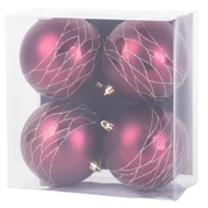MagicHome karácsonyi gömbök, 4 db, bordó, matt, dekorációval, karácsonyfára, 10 cm