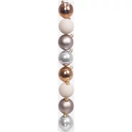 MagicHome karácsonyi gömbök, 8 db, fehér-ezüst-bronz, díszített, karácsonyfára, 5 cm, termékdoboz 36