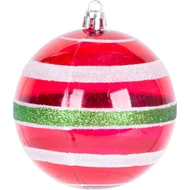 MagicHome karácsonyi gömbök, 14 db, piros-fehér, díszített, karácsonyfára, 8 cm, termékdoboz 24 tubu