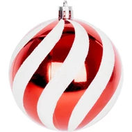 MagicHome karácsonyi gömbök, 14 db, piros-fehér, díszített, karácsonyfára, 8 cm, termékdoboz 24 tubu