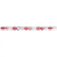 MagicHome karácsonyi gömbök, 14 db, piros-fehér, díszített, karácsonyfára, 8 cm, termékdoboz 24 tubu