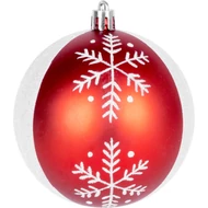 MagicHome karácsonyi gömbök, 14 db, piros-fehér, díszített, karácsonyfára, 8 cm, termékdoboz 24 tubu