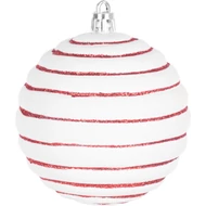 MagicHome karácsonyi gömbök, 14 db, piros-fehér, díszített, karácsonyfára, 8 cm, termékdoboz 24 tubu