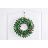 MagicHome karácsonyi koszorú, bogyókkal, natúr, havas, 33 cm