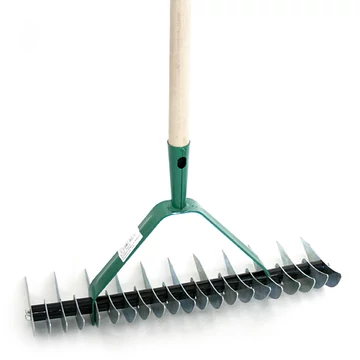 Fűszellőztető gereblye 11/21 fogú 140cm fa nyéllel
