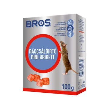 Bros Rágcsálóirtó paraffinos blokk, mini brikrett 100g 29ppm