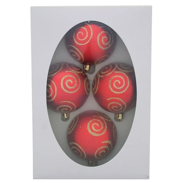 MagicHome karácsonyi gömbök, 4 db, arany díszítéssel, 7 cm