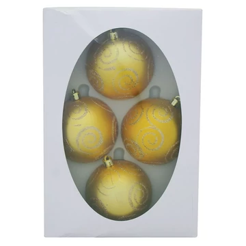 MagicHome karácsonyi gömbök, 4 db, arany díszítéssel, 7 cm