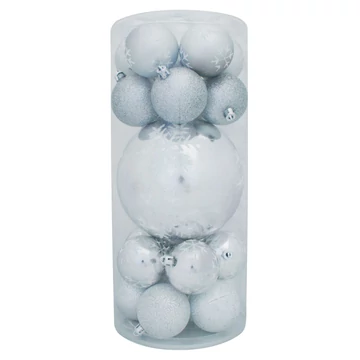 MagicHome karácsonyi gömbök, 20 db, ezüst, mix, 6-17 cm
