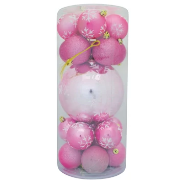 MagicHome karácsonyi gömbök, 20 db, rózsaszín, mix, 6-17 cm