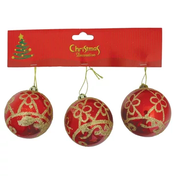 MagicHome karácsonyi gömbök, 3 db, csillámos arany, 6 cm