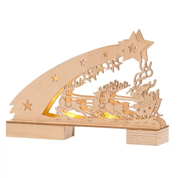 MagicHome karácsonyi Woodeco dekoráció, Szalvétatartó Mikulással, 5 LED, 22 x 5 x 15 cm