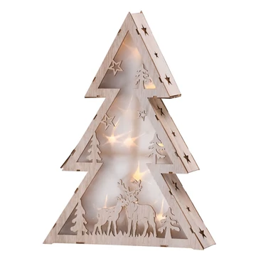 MagicHome karácsonyi Woodeco dekoráció, Karácsonyfa, 10 LED, 29 x 6 x 40 cm