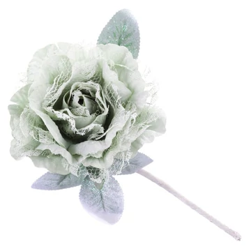 MagicHome virág, bazsarózsa levéllel, világoszöld, szár, virágméret: 12 cm, virághossz: 23 cm