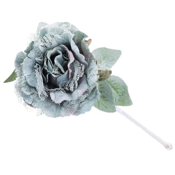 MagicHome virág, bazsarózsa levéllel, zöld, szár, virágméret: 12 cm, virághossz: 23 cm, 6db/csomag