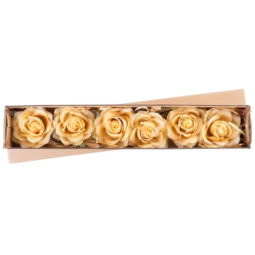 MagicHome virág, rózsa, arany, szár, virágméret: 10 cm, virághossz: 18 cm, 6db/csomag
