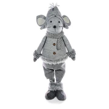 MagicHome karácsonyi dekoráció, Egér fiú sapkával, 57 cm