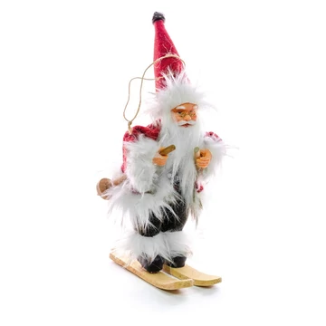 MagicHome karácsonyi dekoráció, Mikulás sítalpon, felfüggeszthető, 18 cm