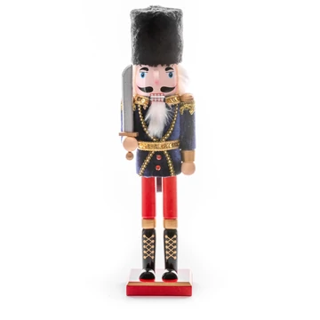 MagicHome karácsonyi szobor Woodeco, Diótörő szőrmesapkában, fa