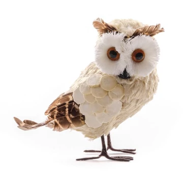 Bagoly MagicHome, 11 x 8 x 15 cm, krémszínű, pelyhes