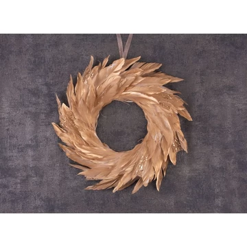 MagicHome karácsonyi koszorú, arany, pelyhes, felfüggeszthető, 35 cm