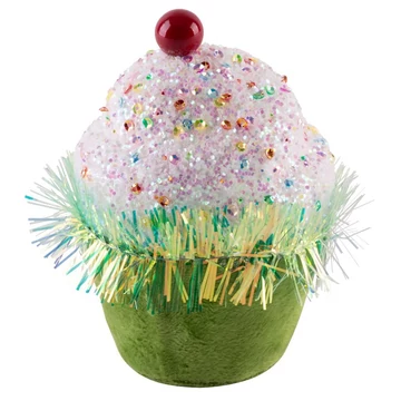 MagicHome Candy Line karácsonyi dekoráció, felfüggeszthető zöld muffin, 7 x 7 x 11 cm