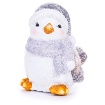 MagicHome karácsonyi dekoráció, Nőstény madár, szürke sál, terrakotta, 13,8 x 9 x 12,8 cm