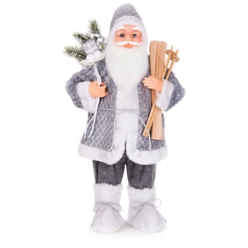 MagicHome karácsonyi dekoráció, Álló Mikulás sítalppal, 60 cm