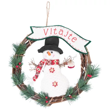 MagicHome karácsonyi dekoráció, Hóember koszorú, 37 cm