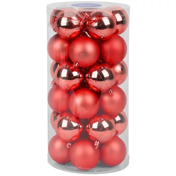 MagicHome karácsonyi gömbök, 30 db, 6 cm, piros, mix, karácsonyfára