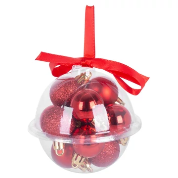 MagicHome karácsonyi gömbök, 12 db, 3 cm, piros, karácsonyfára