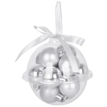 MagicHome karácsonyi gömbök, 12 db, 3 cm, ezüst, karácsonyfára