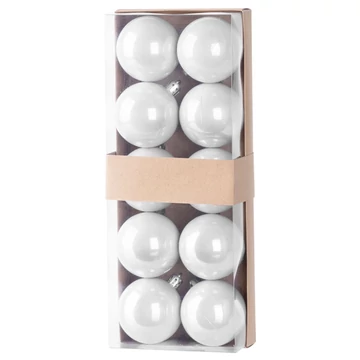 MagicHome karácsonyi gömbök, 10 db, fehér, karácsonyfára, 5 cm