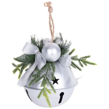 MagicHome karácsonyi száncsengő, 8 x 8 x 10 cm, ezüst