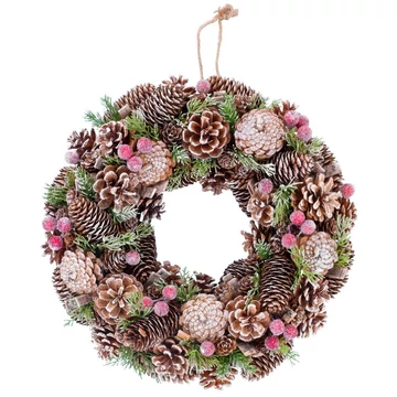 MagicHome karácsonyi koszorú, tobozokkal, 37 x 9 x 37 cm