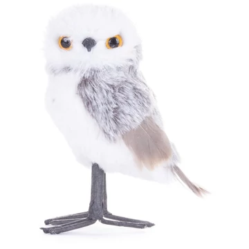 Bagoly MagicHome Karácsony, szürke, 13 cm