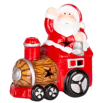 MagicHome karácsonyi dekoráció, Mikulás vonattal, LED, terrakotta, 10,3 x 6,3 x 10,7 cm