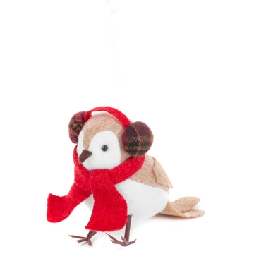 MagicHome karácsonyi dekoráció, Madár sállal, 12 cm