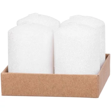 MagicHome karácsonyi gyertya, 4 x 6 cm, 4 db/csomag, fehér, csillámokkal, adventi