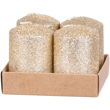 MagicHome karácsonyi gyertya, 4 x 6 cm, 4 db/csomag, pezsgőszínű, csillámokkal, adventi