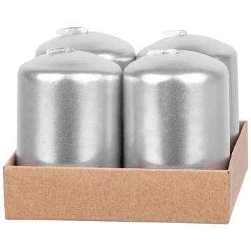 MagicHome karácsonyi gyertya, 4 x 6 cm, 4 db/csomag, ezüst