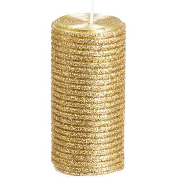 MagicHome karácsonyi gyertya, 5 x 9,5 cm, arany, csillámokkal