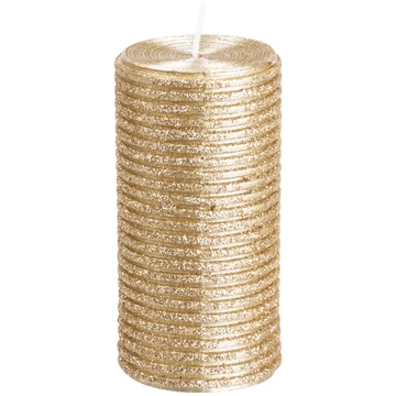 MagicHome karácsonyi gyertya, 5 x 9,5 cm, pezsgőszínű, csillámokkal