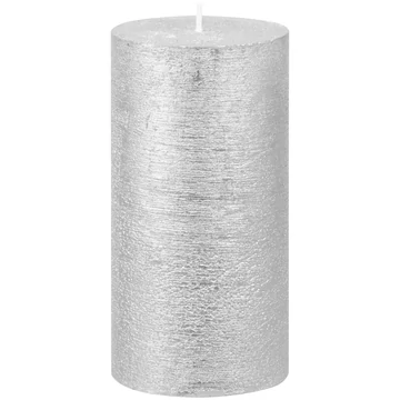 MagicHome karácsonyi gyertya, 6,9 x 13 cm, ezüst, fémhatású
