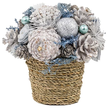 MagicHome Karácsonyi ikebana, natúr, krémszínű, 19 x 19 cm