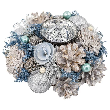 MagicHome Karácsonyi ikebana, natúr, krémszínű, gyertyára