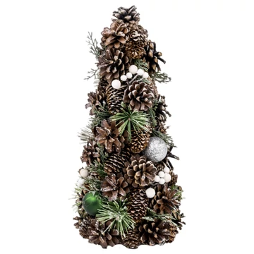 Karácsonyfa MagicHome Karácsony, natúr, zöld gömbökkel, 47 cm